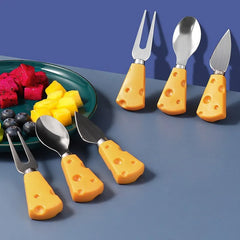 1PC Wood Handle Cheese Knives Stainless Steel Butter Cutter Flat Shovel Spatula Fork Spoon Kitchen Cutlery Cooking Tools