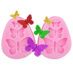 3D Silicone Mold Butterfly Shapes Mould 3 Cavities For Soap Candy Chocolate Cake Tools Bakeware Moulds