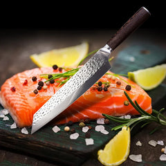 Forged Japanese Chef Knife 9 Inch 7CR15 Stainless Steel Kitchen Cooking Knife Meat Cleaver Vegetable Cutting Salmon Sushi Knives