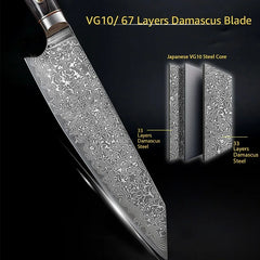 Real Damascus Steel Kitchen Chef Knife Professional Japanese Knife Meat Fish Vegetables Slice Kiritsuke Butcher Cleaver Knife