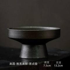 Household Refreshment Plate High Foot Fruit Plate Zen Small Plate Japanese Dessert Dried Fruit Bowl Ceramic Tray Serving Plate