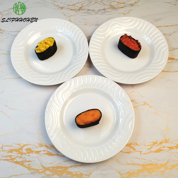 Round White 100% Melamine Wave Dish Dining utensils Imitation Porcelain Restaurant Tableware Dinner Plate