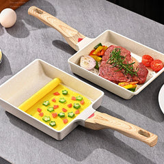 2pcs/Set Japanese Omelette Pan and Silicone Shovel Rectangle Non Stick Frying Pan Tamagoyaki Pie Egg Griddles Grill Skillets