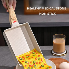2pcs/Set Japanese Omelette Pan and Silicone Shovel Rectangle Non Stick Frying Pan Tamagoyaki Pie Egg Griddles Grill Skillets