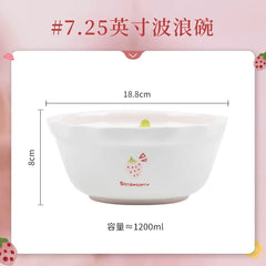 Strawberry Bowl Plate Spoon Double Ear Soup Pot Single Handle Baking Tray Underglaze Colored Household Ceramic Kitchen Tableware