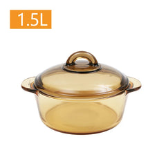 Transparent glass pot with two ears crystal amber stew pot soup pot and pans with open fire hot pot kitchen cookware cooking pot