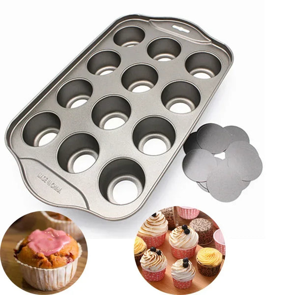 12 Cups Stainless Steel Cake Mold Removable Muffin Cupcake Baking  Pan Cupcake Baking Mold Pastry Tray Bakeware Baking Tools
