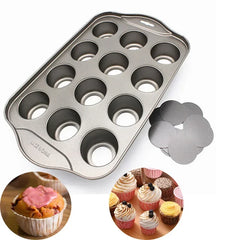 12 Cups Stainless Steel Cake Mold Removable Muffin Cupcake Baking  Pan Cupcake Baking Mold Pastry Tray Bakeware Baking Tools