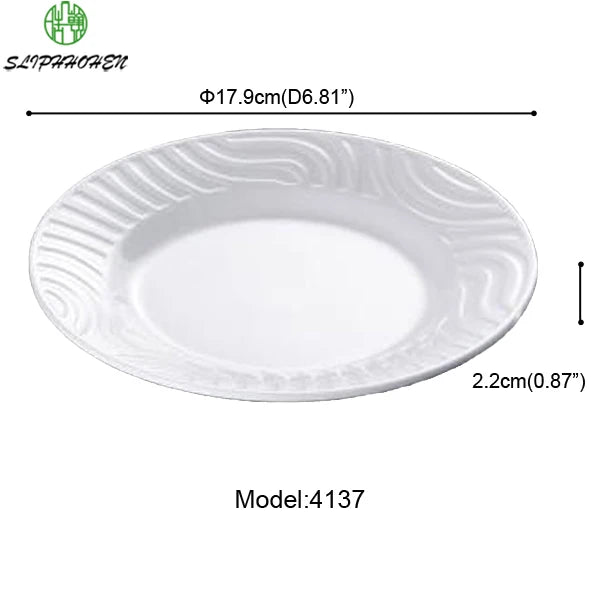 Round White 100% Melamine Wave Dish Dining utensils Imitation Porcelain Restaurant Tableware Dinner Plate