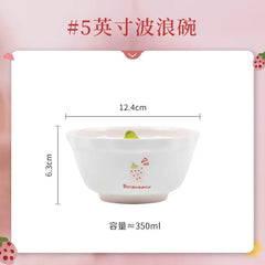 Strawberry Bowl Plate Spoon Double Ear Soup Pot Single Handle Baking Tray Underglaze Colored Household Ceramic Kitchen Tableware