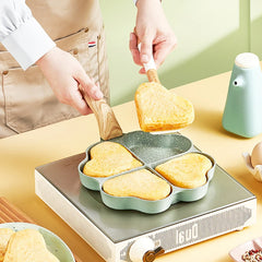 3PCS Love Heart Design Egg Frying Pan with Brush Spatula Non Stick Medical Stone Skillet for Pancake Pie Waffle Omelette Pot