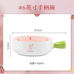Strawberry Bowl Plate Spoon Double Ear Soup Pot Single Handle Baking Tray Underglaze Colored Household Ceramic Kitchen Tableware