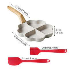 3PCS Love Heart Design Egg Frying Pan with Brush Spatula Non Stick Medical Stone Skillet for Pancake Pie Waffle Omelette Pot