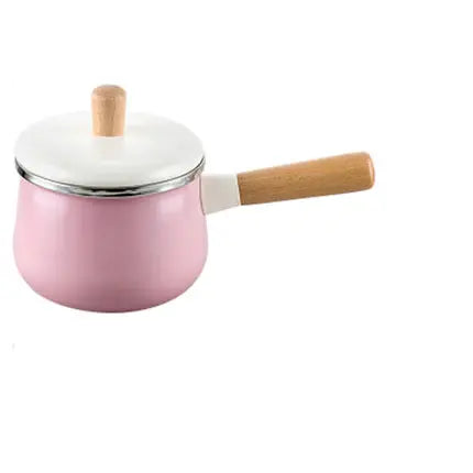 16cm Porcelain Enameled Milk Pot 1.7L Cooking Non-stick MIni Soup Pot with Cover Induction Cooker Gas Stove Applicable Cookware