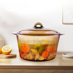 Transparent glass pot with two ears crystal amber stew pot soup pot and pans with open fire hot pot kitchen cookware cooking pot