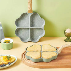 3PCS Love Heart Design Egg Frying Pan with Brush Spatula Non Stick Medical Stone Skillet for Pancake Pie Waffle Omelette Pot