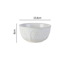 Ceramic Embossed Tableware Household Flower Shape Flavor Dish Rice Bowl Dinner Plate Fish Disc Breakfast Milk Oatmeal Cups