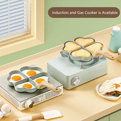 3PCS Love Heart Design Egg Frying Pan with Brush Spatula Non Stick Medical Stone Skillet for Pancake Pie Waffle Omelette Pot