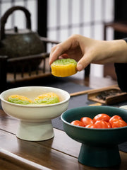 Household Refreshment Plate High Foot Fruit Plate Zen Small Plate Japanese Dessert Dried Fruit Bowl Ceramic Tray Serving Plate