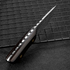 New Kitchen Fruit Knives Full Tang Damascus Chef Knife Mini Sharp Pocket Knife Parig Utility Black Ebony Handle Fixed Knives