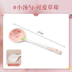 Strawberry Bowl Plate Spoon Double Ear Soup Pot Single Handle Baking Tray Underglaze Colored Household Ceramic Kitchen Tableware