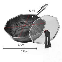 316 Stainless Steel Wok Thick Honeycomb Frying Pan Non Stick Non Rusting Gas / Induction Cooker Kitchen Cookware Wok Utensils