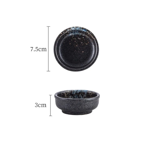 Japanese Ceramic Plate Retro Kiln Glaze Barbecue Mini Dipping Dish Sashimi Sushi Soy Sauce Dishes Home Desktop Snack Plates