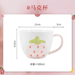 Strawberry Bowl Plate Spoon Double Ear Soup Pot Single Handle Baking Tray Underglaze Colored Household Ceramic Kitchen Tableware
