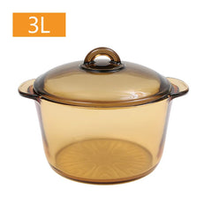 Transparent glass pot with two ears crystal amber stew pot soup pot and pans with open fire hot pot kitchen cookware cooking pot
