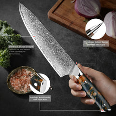 Damascus VG-10 Japanese Steel Chef Knife 8 Inch Professional Chef's Knife Full Tang Handle Ultra Sharp Kitchen Cooking Knife