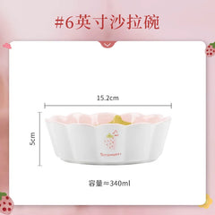 Strawberry Bowl Plate Spoon Double Ear Soup Pot Single Handle Baking Tray Underglaze Colored Household Ceramic Kitchen Tableware