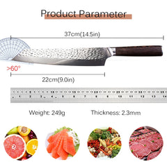 Forged Japanese Chef Knife 9 Inch 7CR15 Stainless Steel Kitchen Cooking Knife Meat Cleaver Vegetable Cutting Salmon Sushi Knives