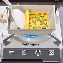 2pcs/Set Japanese Omelette Pan and Silicone Shovel Rectangle Non Stick Frying Pan Tamagoyaki Pie Egg Griddles Grill Skillets