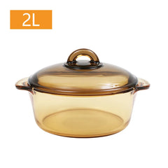 Transparent glass pot with two ears crystal amber stew pot soup pot and pans with open fire hot pot kitchen cookware cooking pot