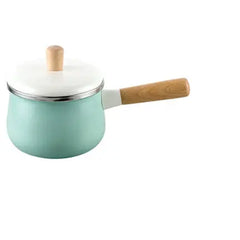 16cm Porcelain Enameled Milk Pot 1.7L Cooking Non-stick MIni Soup Pot with Cover Induction Cooker Gas Stove Applicable Cookware