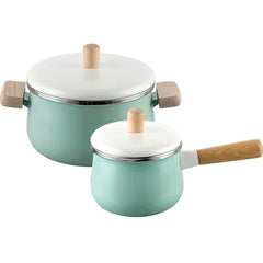 16cm Porcelain Enameled Milk Pot 1.7L Cooking Non-stick MIni Soup Pot with Cover Induction Cooker Gas Stove Applicable Cookware