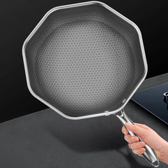 316 Stainless Steel Wok Thick Honeycomb Frying Pan Non Stick Non Rusting Gas / Induction Cooker Kitchen Cookware Wok Utensils